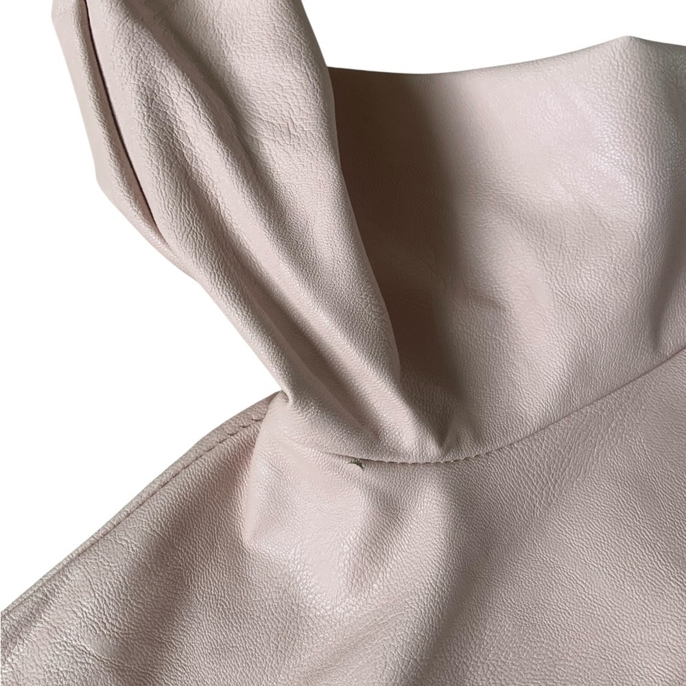 Italian Faux Leather Moto Jacket – Blush, Size Medium - Picture 10 of 16